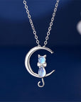 Celestial Cat | Moonstone Jewelry | Crescent Necklace | Unique Accessories 1