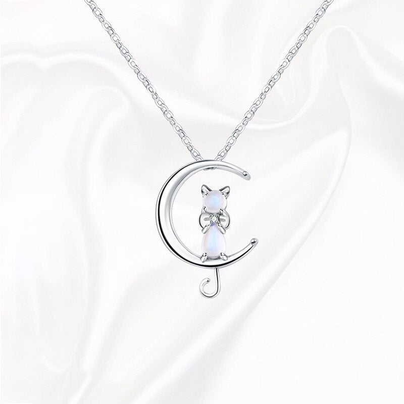 Celestial Cat | Moonstone Jewelry | Crescent Necklace | Unique Accessories 2