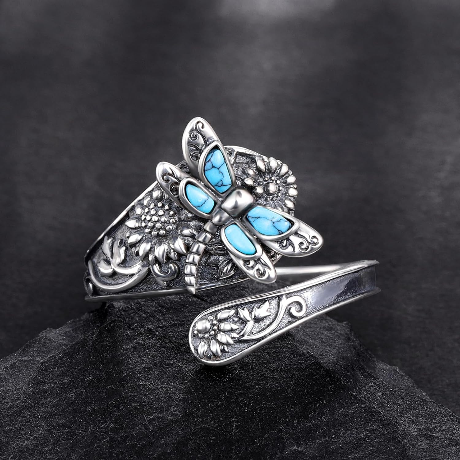 Celestial Charm | Women's Ring | Silver Rings for Women | Vintage Turquoise Spoon Ring 0