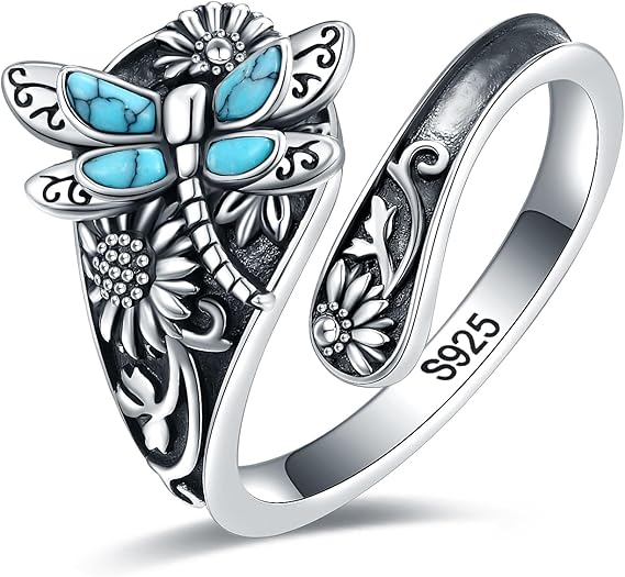 Celestial Charm | Women's Ring | Silver Rings for Women | Vintage Turquoise Spoon Ring 1