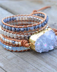 Celestine Druzy Wrap Bracelet | Genuine Leather 0