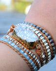 Celestine Druzy Wrap Bracelet | Genuine Leather 2