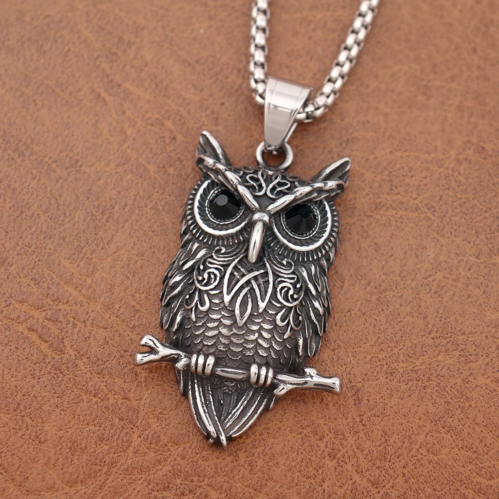 Celtic Owl Wisdom Pendant Necklace | Stainless Steel 3