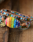 Chakra Healing Wrap Bracelet | Jasper and Leather 1