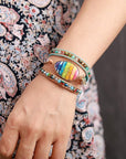 Chakra Healing Wrap Bracelet | Jasper and Leather 4
