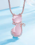 Charming Cat Necklace | Pink Stone 0