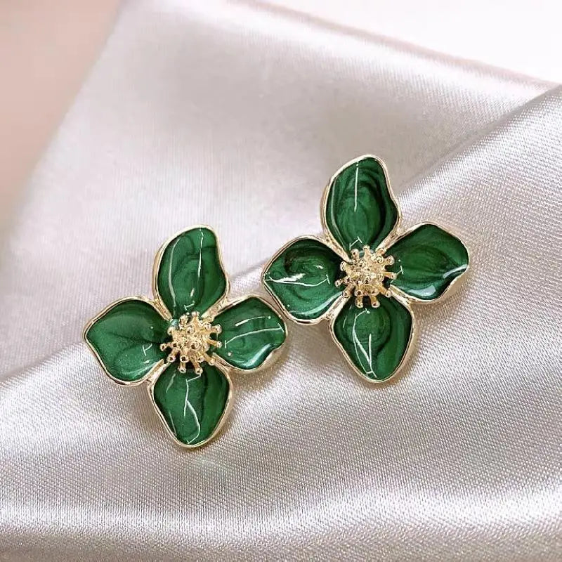 Chic Retro Drip Glaze Flower Earrings | Ceramic 3