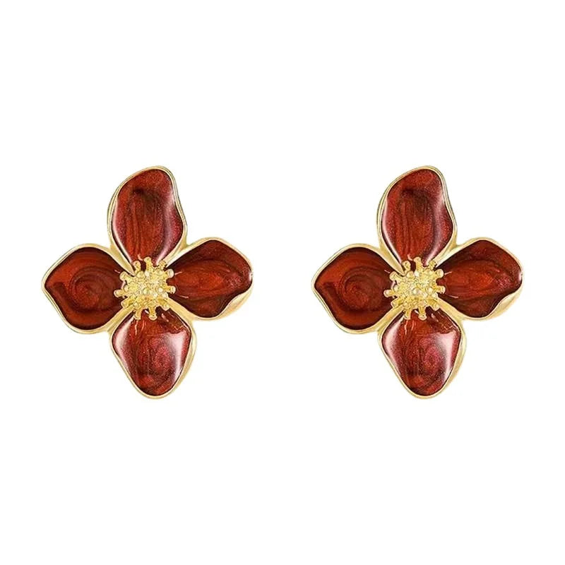Chic Retro Drip Glaze Flower Earrings | Ceramic 4