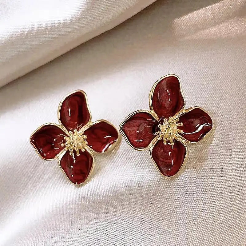 Chic Retro Drip Glaze Flower Earrings | Ceramic 5