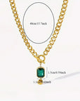 Chunky Chain Emerald Pendant Necklace | Gold 5