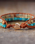 Classic Bohemian Jasper Wrap Bracelet | Genuine Leather 1