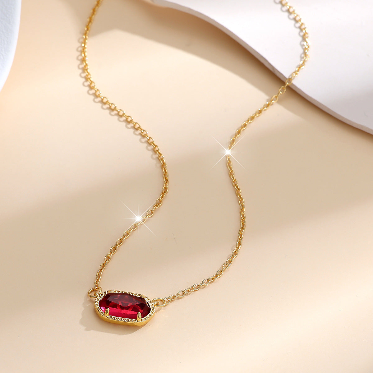 Classic Oval Ruby Necklace | Gold 1