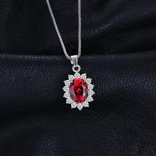 Classic Ruby Halo Necklace | White Gold 2