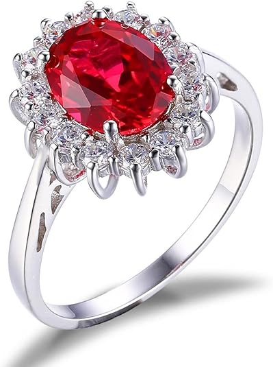 Classic Ruby Halo Ring | White Gold 0