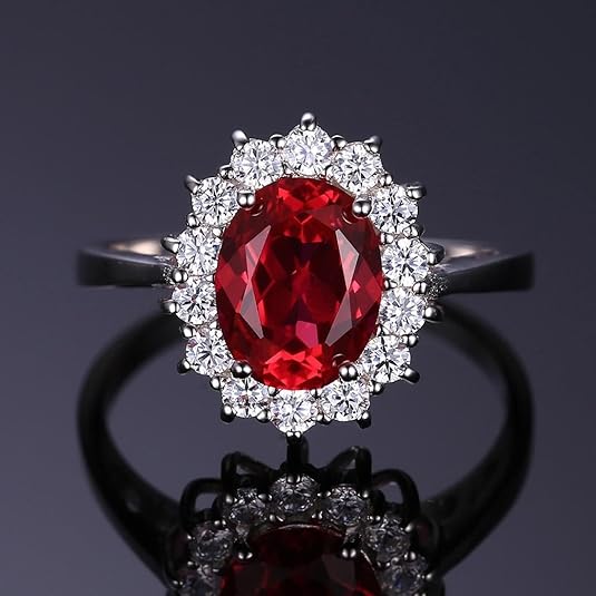 Classic Ruby Halo Ring | White Gold 2