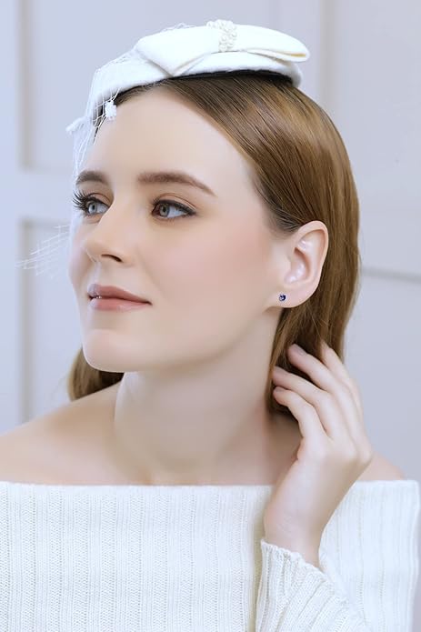 Classic Sapphire Stud Earrings | White Gold 3