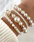 Classy Pearl Heart Bracelet Set | Pearl 0