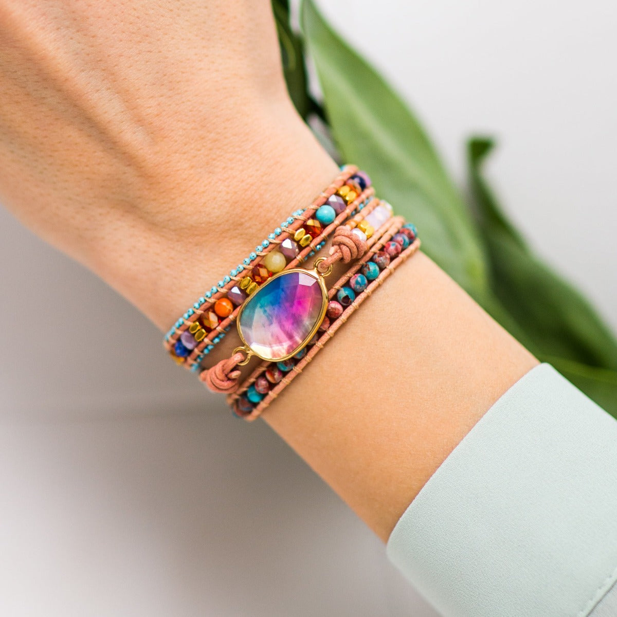 Colorful Agate & Lapis Lazuli Bracelet | Alloy 1