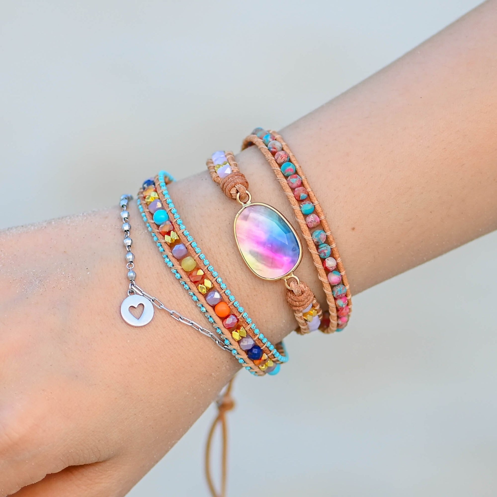 Colorful Agate & Lapis Lazuli Bracelet | Alloy 3