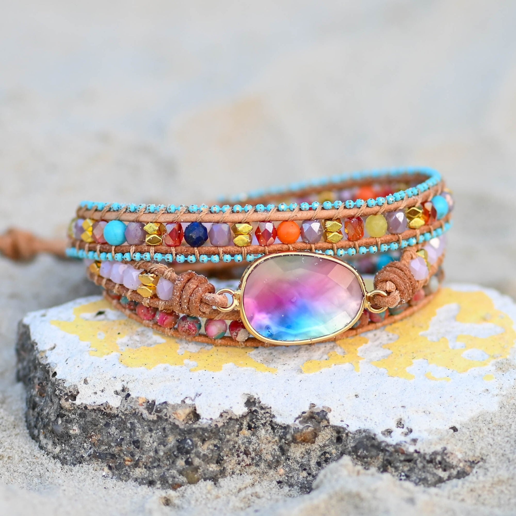 Colorful Agate &amp; Lapis Lazuli Bracelet | Alloy 6
