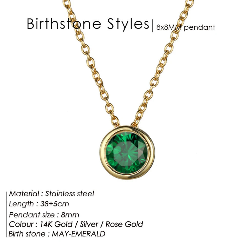 Colorful Birthstone Necklace | Stainless Steel 0