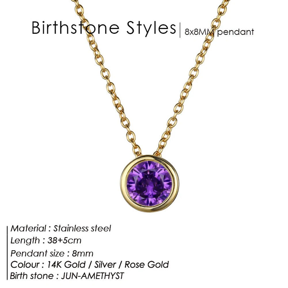 Colorful Birthstone Necklace | Stainless Steel 11