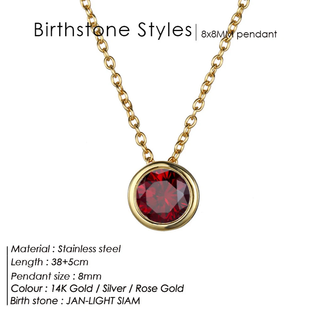 Colorful Birthstone Necklace | Stainless Steel 4