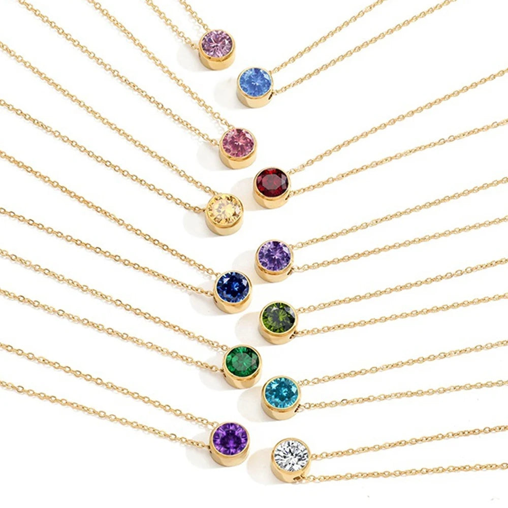 Colorful Birthstone Necklace | Stainless Steel 5