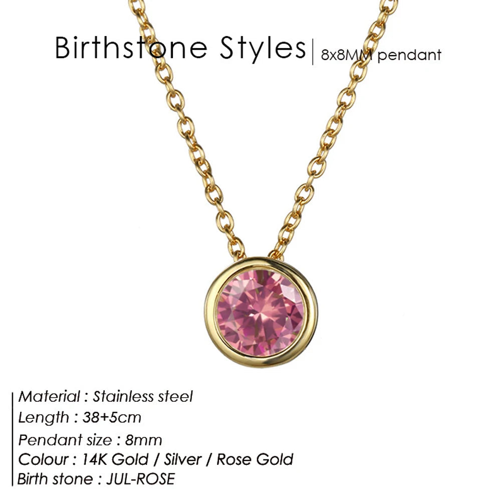 Colorful Birthstone Necklace | Stainless Steel 8