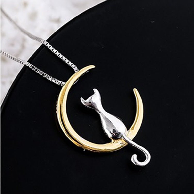 Crescent Cat Necklace | Silver 0