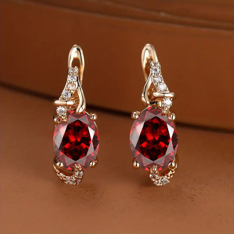 Crimson Twilight Dangle Earrings | Gold 0
