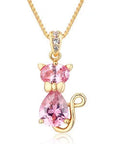 Crystal Cat Pendant Necklace | Gold-Plated Brass 0