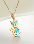 Crystal Cat Pendant Necklace | Gold-Plated Brass 3