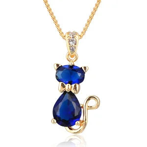 Crystal Cat Pendant Necklace | Gold-Plated Brass 5