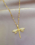 Crystal Dragonfly Necklace | Gold-tone Alloy 0