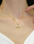 Crystal Dragonfly Necklace | Gold-tone Alloy 1