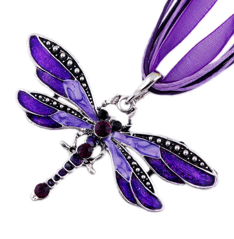 Crystal Dragonfly Pendant Necklace | Alloy 3