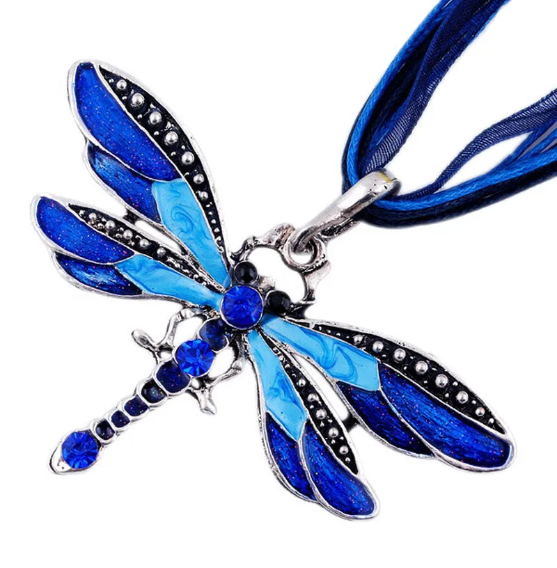 Crystal Dragonfly Pendant Necklace | Alloy 7