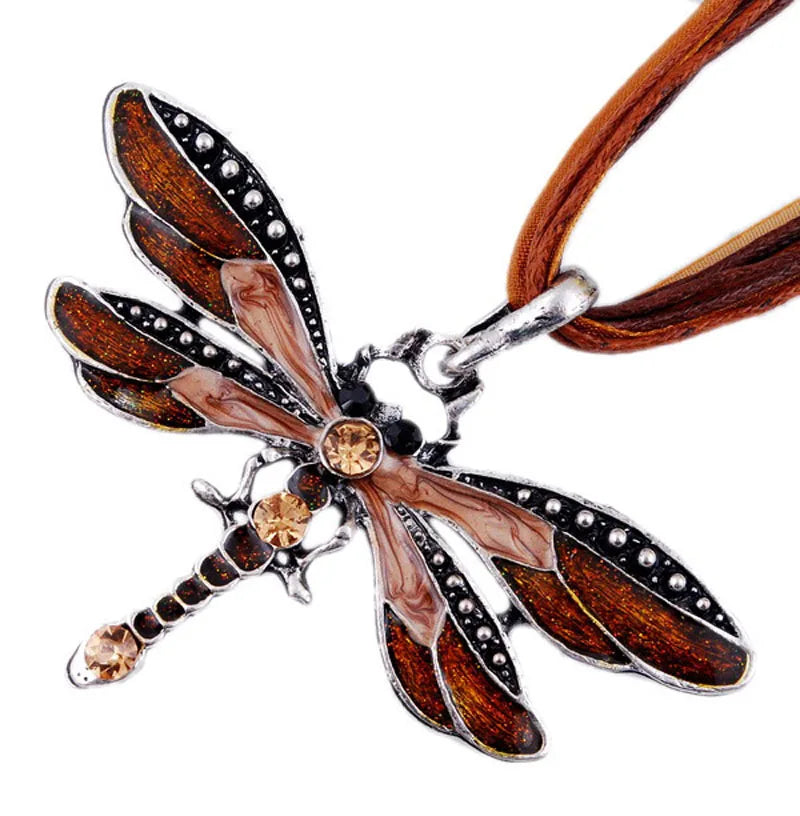 Crystal Dragonfly Pendant Necklace | Alloy 8
