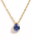 Crystal Teardrop Birthstone Necklace | Stainless Steel 16