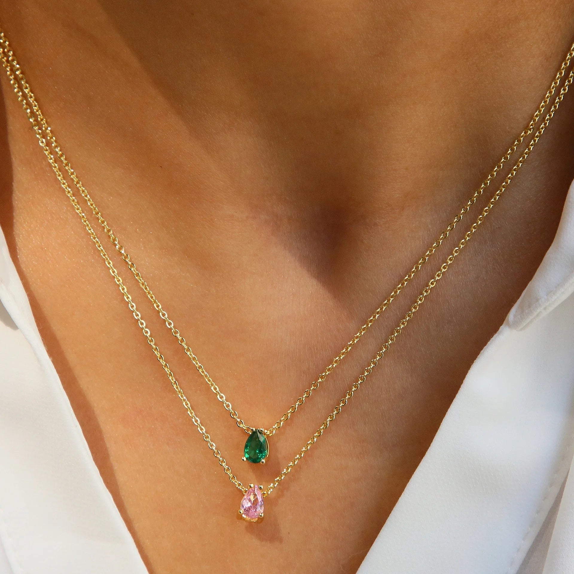 Crystal Teardrop Birthstone Necklace | Stainless Steel 3