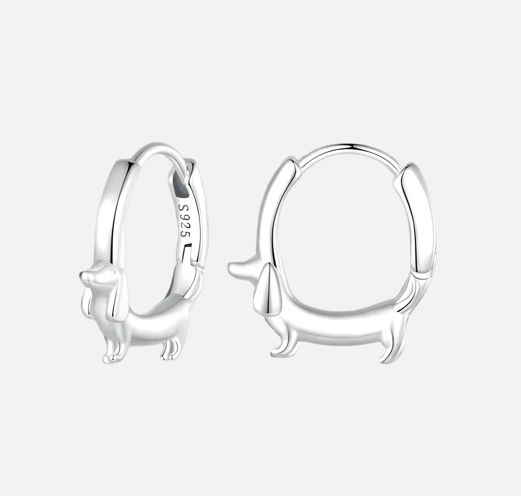 Dachshund Charm | Hoop Earrings | Sterling Silver | Gold-Plated 0