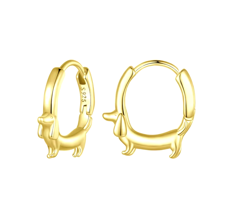 Dachshund Charm | Hoop Earrings | Sterling Silver | Gold-Plated 2