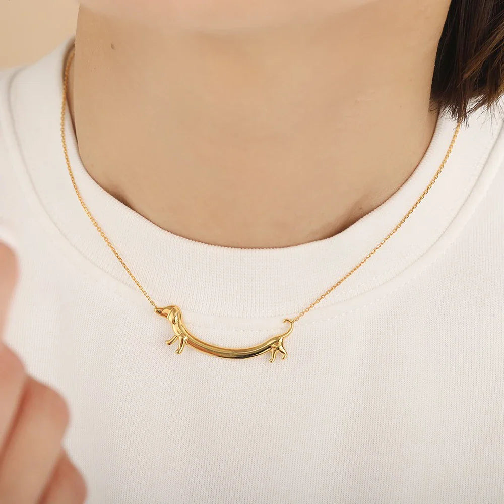 Dachshund Delight Necklace | Gold-Plated Jewelry | Elegant Dog Lover Accessory 3