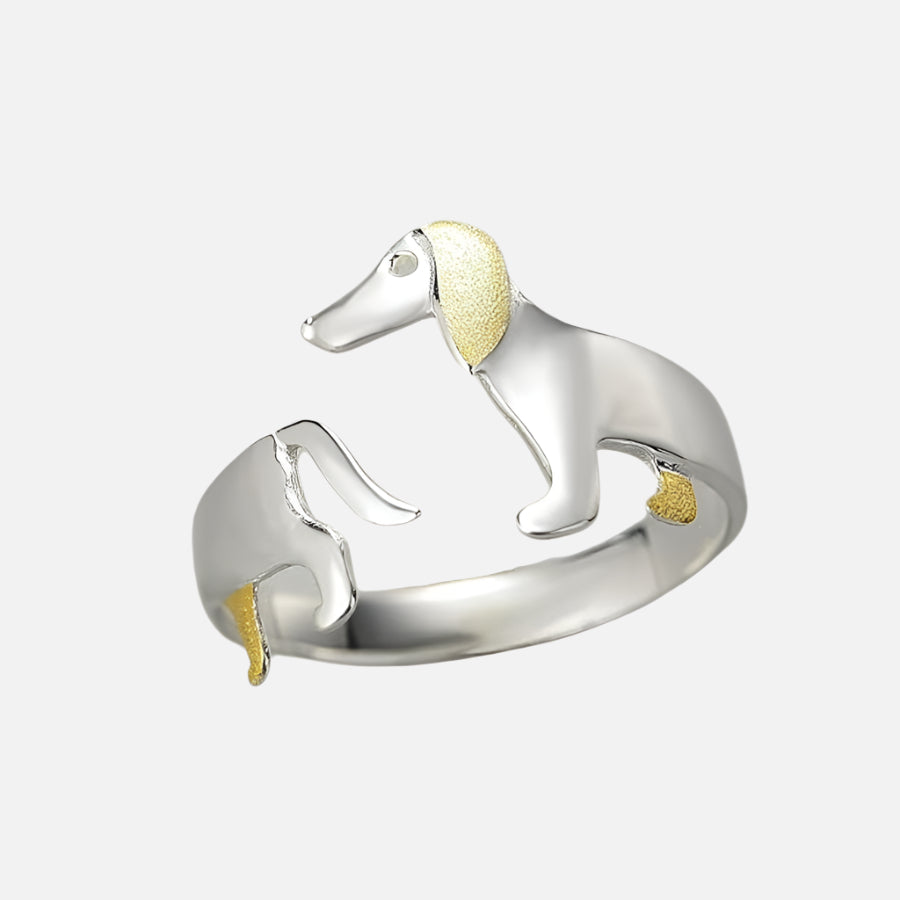 Dachshund Delight | Sterling Silver Ring | Adjustable Dog Lover Jewelry 0