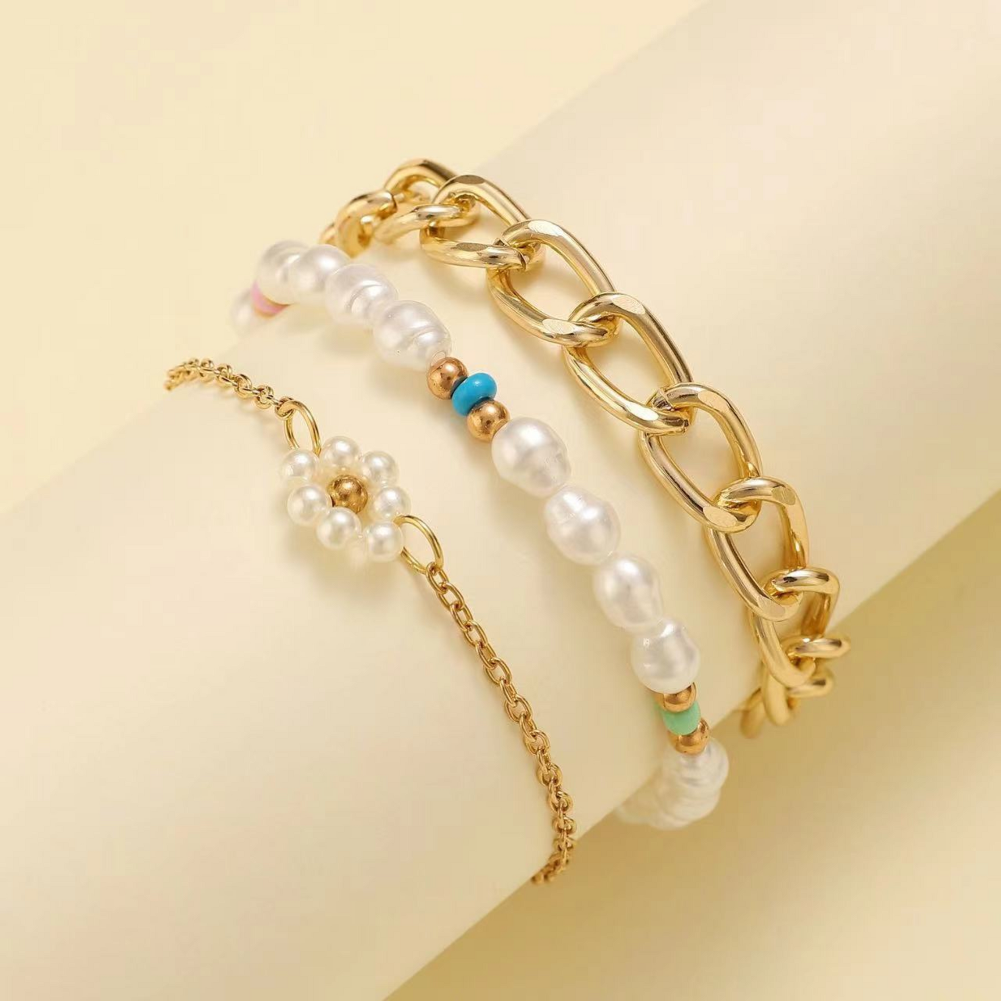Daisy Pearl Bracelet Set | Pearl 0