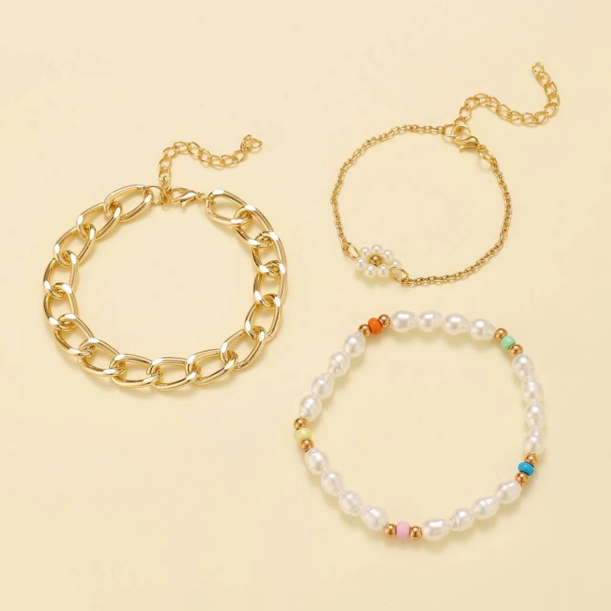 Daisy Pearl Bracelet Set | Pearl 1