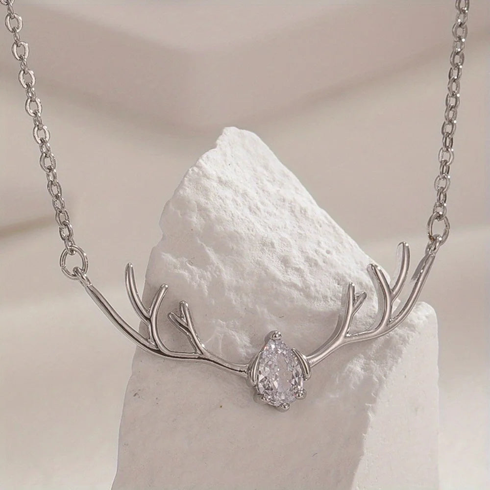 Deer Antler Necklace with Heart Charm | Premium Alloy 1