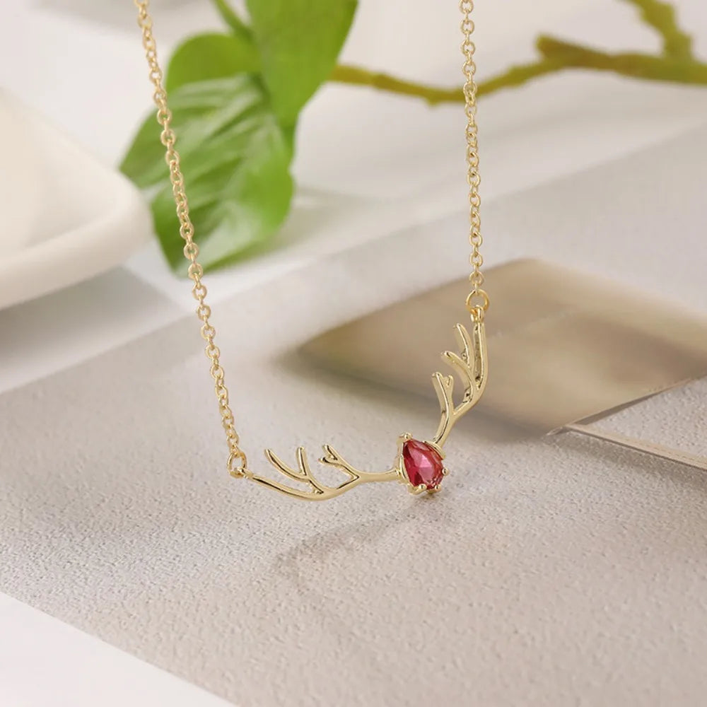 Deer Antler Necklace with Heart Charm | Premium Alloy 2