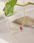 Deer Antler Necklace with Heart Charm | Premium Alloy 2